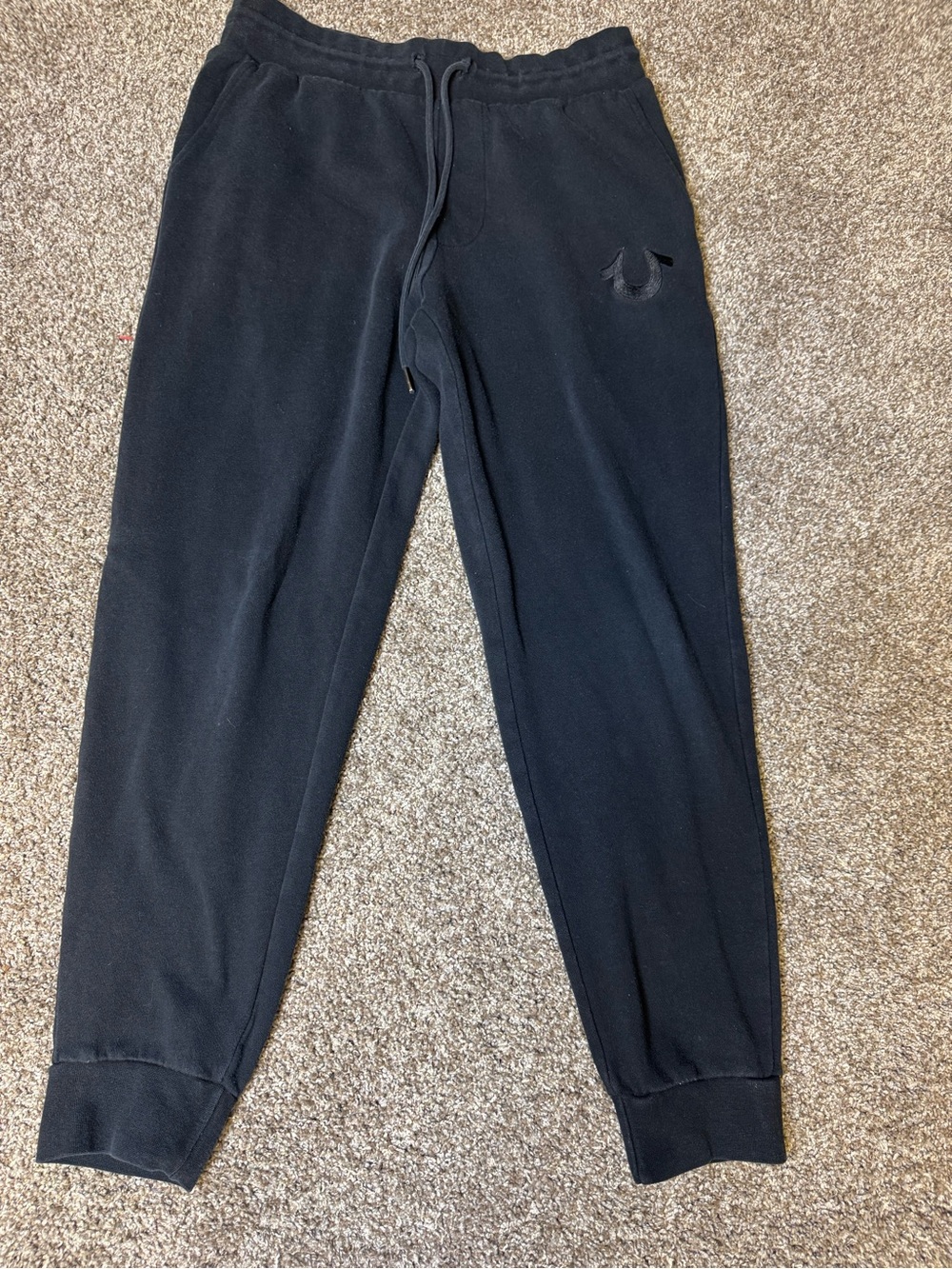 True Religion Black Men's Joggers with Embossed Logo